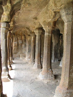 Mamallapuram - 022 - Cave pillars (4333675697).jpg