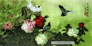 52x25inch oriental asian art chinese painting dove bird flower blossom 1 lgw.jpg