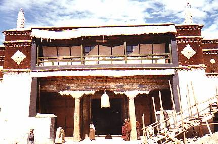 The main temple at Samye. It is said that Shantarakshita tried to construct the monastery while promoting the Sutra Tradition. However the building collapsed after he reached a certain stage. Padmasam