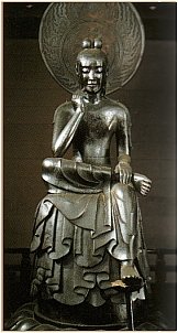Miroku Bosatsu. 7th Century AD, Wood, Chuuguuji Temple 中宮寺 (Nara) 87 cm in height, Made of Japanese Cinnamon Wood