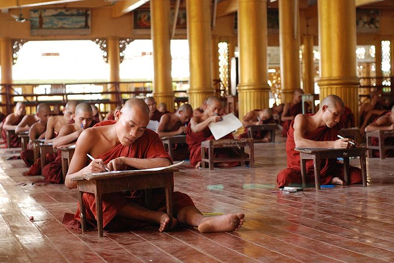 File:Monk examinations, Bago, Myanmar.jpg