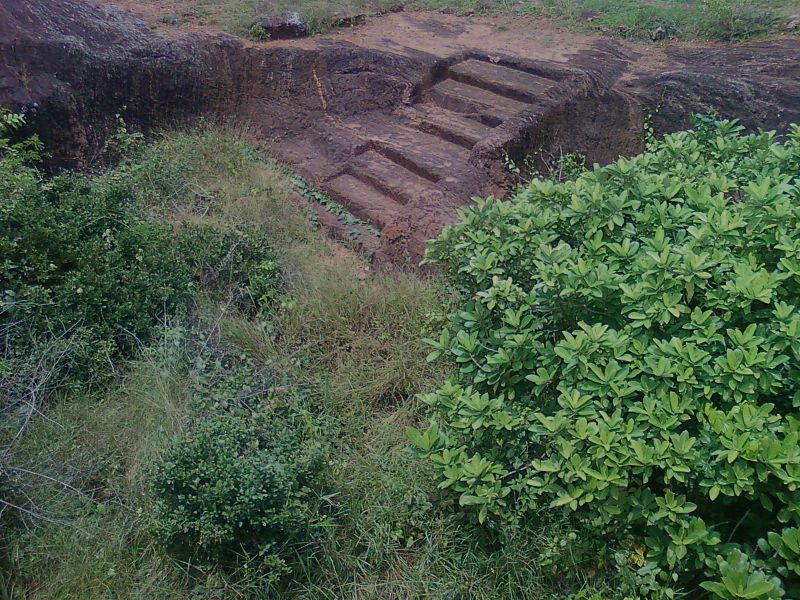 File:Rockcut steps to a large cistern pavurallakonda Bheemunipatnam.jpg