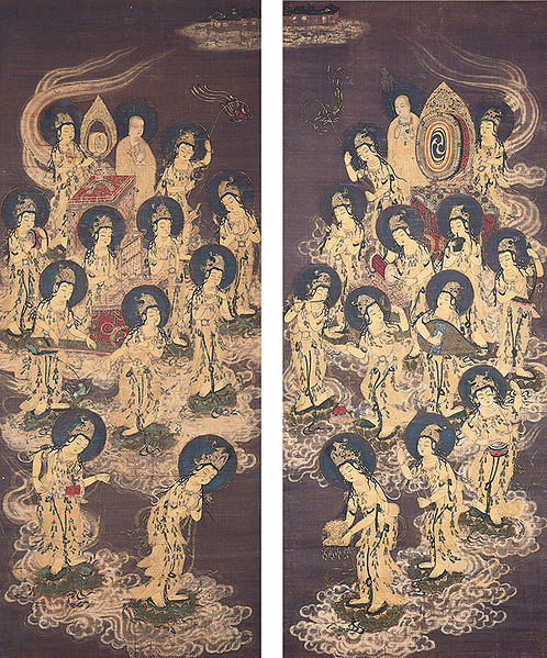 File:Twenty-Five Bodhisattvas Descending from Heaven, c. 1300.jpg