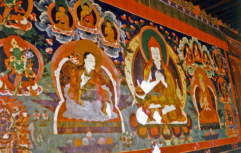 File:Mural of Atisha at Ralung Gompa, 1993.jpg