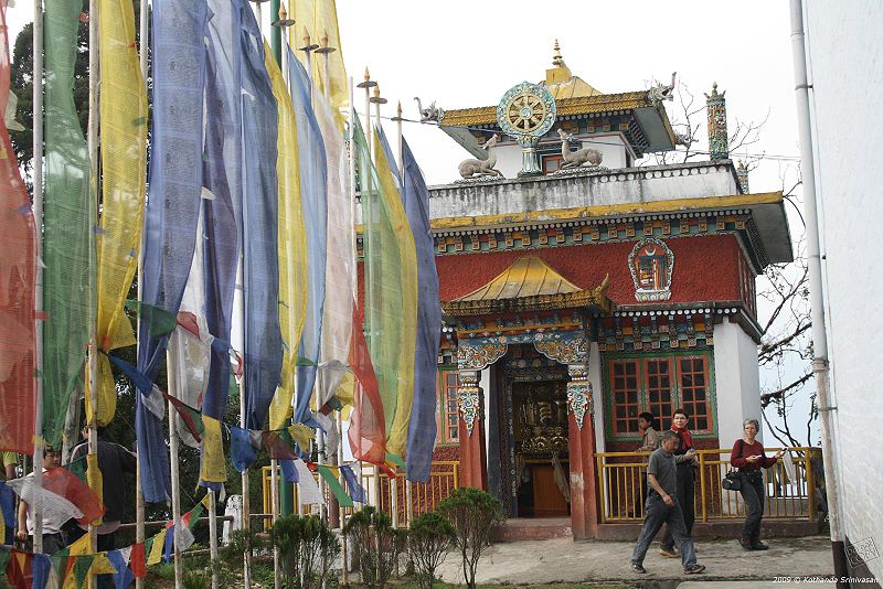 File:Main Shrine of Pemangytse Gompa with prayer flags.jpg
