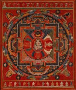 Amoghapasa Five-deity Mandala. Nepal; 16th century. Pigments on cloth. Rubin Museum of Art.