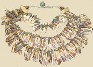 Himalayan shaman's necklace made up of human teeth.