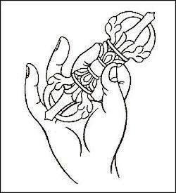 How to hold a vajra. There are several mudras with different “holds”. This is just one.
