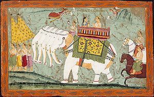 Indra (alias Sakra) and Shachi Riding the Divine Elephant Airavata