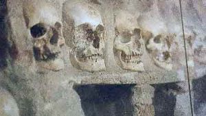 Skull wall in a Turkish catholic church.