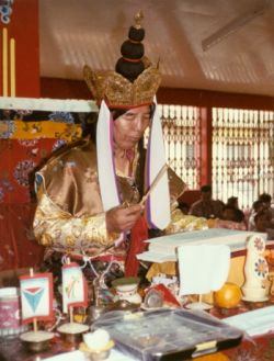 Tenga Rinpoche, performing a Kālacakra empowerment.