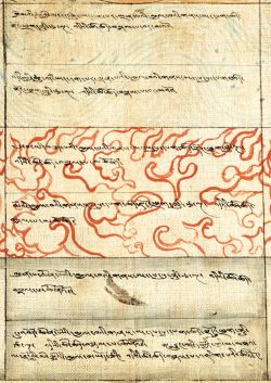 The hells in the centres of the disks of water (top), fire and wind