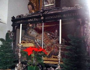 These two bejeweled relics are on display at a church in Munich.
