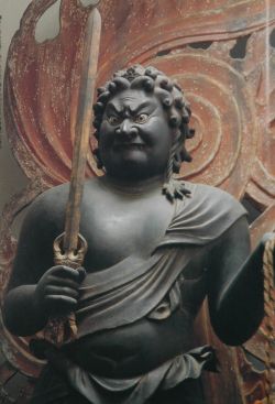 Fudō Myo-o - the immovable King of Light holding a six-pointed Vajra sword (by Ukei, Ganjojuin temple, Shizuoka, Japan)