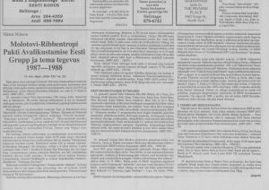Meie Elu, 15 April 1998, page 3: Viktor Niitsoo, "Molotovi-Ribbentropi Pakti Avalikustamise Eesti Grupp ja tema tegevus 1987-1988", part 4