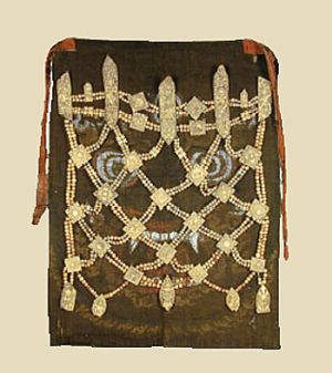 Tantric ceremonial apron, made of human bone beads