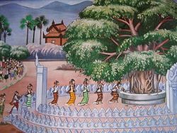 Vesak or the full moon of Kason is celebrated by watering the Bodhi tree