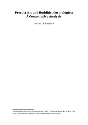 Presocratic and Buddhist Cosmologies: A Comparative Analysis