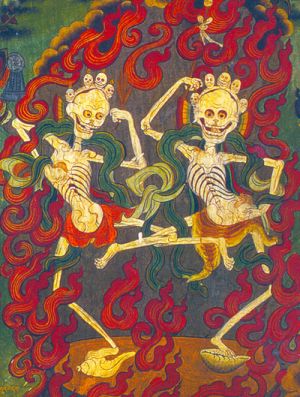 The Citapati: graveyard guardians, they are one of the 75 manifestations of Mahakala.