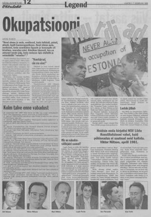 Õhtuleht, 7 February 1998, page 12: "Okupatsiooni murdjad" by Aarne Ruben and "Kolm talve enne vabadust"