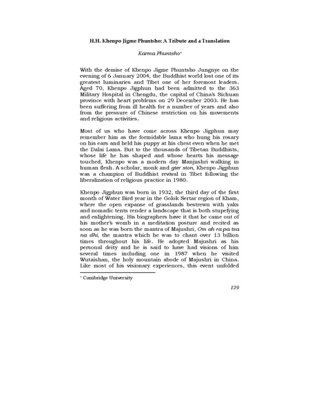 File:H H Khenpo Jigme Phuntsho A Tribute and.pdf