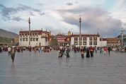 The dhochal, or plaza on which the Jokhang Temple is located. It is part of the Barkhor, the one kilometer circular Tibetan traditional street that pilgrims follow.