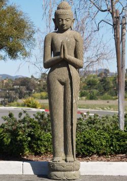 This is an unusual image of the Buddha folding two palms as worshiping either God or Gods. According to never worshiped by folding two palms. This is against the of the because through his not by any