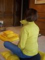Cross-legged position with collar up