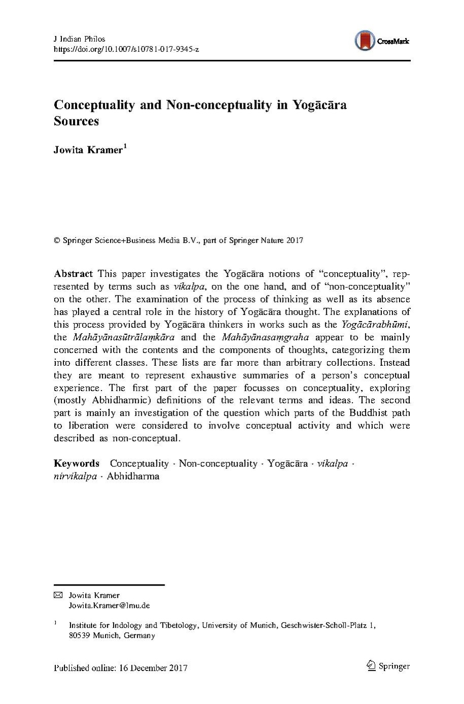 Conceptuality and Non-conceptuality in Yogacara Sources
